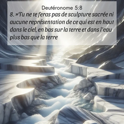 Segond21 Deutéronome  ; image nature: image avec le verset biblique :»Tu ne te feras pas de sculpture sacrée ni aucune représentation de ce qui est en haut dans le ciel, en bas sur la terre et dans l&#039;eau plus bas que la terre. ;  ; 5:8