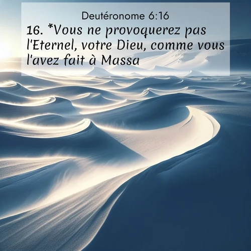 Segond21 Deutéronome  ; image nature: image avec le verset biblique :*Vous ne provoquerez pas l&#039;Eternel, votre Dieu, comme vous l&#039;avez fait à Massa. ;  ; 6:16