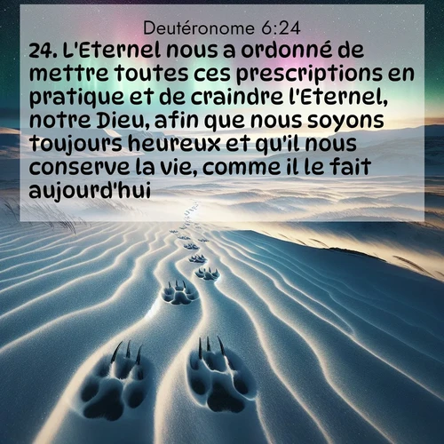 Segond21 Deutéronome  ; image nature: image avec le verset biblique :L&#039;Eternel nous a ordonné de mettre toutes ces prescriptions en pratique et de craindre l&#039;Eternel, notre Dieu, afin que nous soyons toujours heureux et qu&#039;il nous conserve la vie, comme il le fait aujourd&#039;hui. ;  ; 6:24