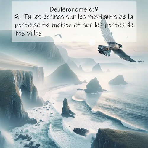Segond21 Deutéronome  ; image nature: image avec le verset biblique :Tu les écriras sur les montants de la porte de ta maison et sur les portes de tes villes. ;  ; 6:9