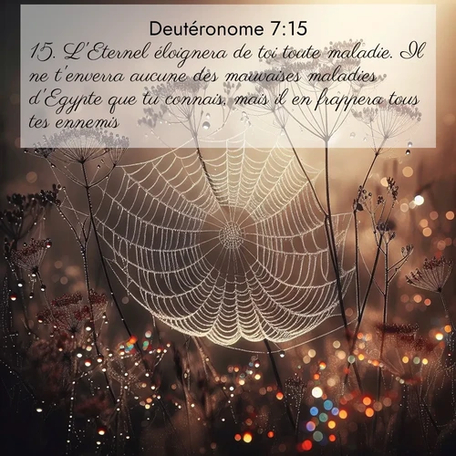 Segond21 Deutéronome  ; image nature: image avec le verset biblique :L&#039;Eternel éloignera de toi toute maladie. Il ne t&#039;enverra aucune des mauvaises maladies d&#039;Egypte que tu connais, mais il en frappera tous tes ennemis. ;  ; 7:15