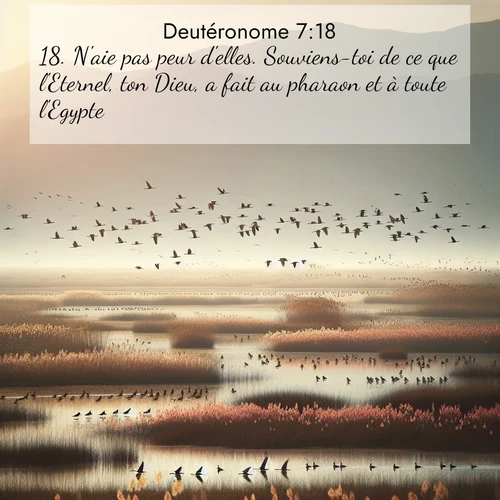 Segond21 Deutéronome  ; image nature: image avec le verset biblique :N&#039;aie pas peur d&#039;elles. Souviens-toi de ce que l&#039;Eternel, ton Dieu, a fait au pharaon et à toute l&#039;Egypte. ;  ; 7:18