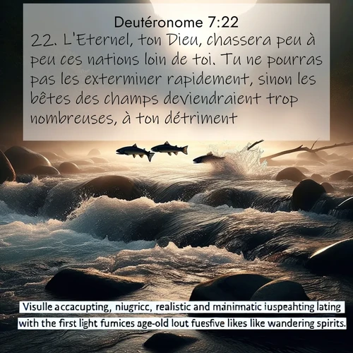 Segond21 Deutéronome  ; image nature: image avec le verset biblique :L&#039;Eternel, ton Dieu, chassera peu à peu ces nations loin de toi. Tu ne pourras pas les exterminer rapidement, sinon les bêtes des champs deviendraient trop nombreuses, à ton détriment. ;  ; 7:22
