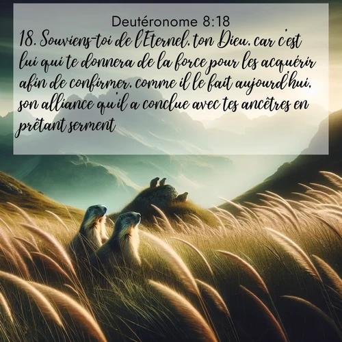Segond21 Deutéronome  ; image nature: image avec le verset biblique :Souviens-toi de l&#039;Eternel, ton Dieu, car c&#039;est lui qui te donnera de la force pour les acquérir afin de confirmer, comme il le fait aujourd&#039;hui, son alliance qu&#039;il a conclue avec tes ancêtres en prêtant serment. ;  ; 8:18
