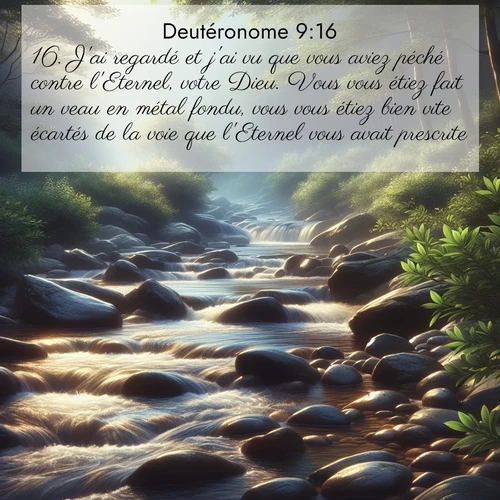 Segond21 Deutéronome  ; image nature: image avec le verset biblique :J&#039;ai regardé et j&#039;ai vu que vous aviez péché contre l&#039;Eternel, votre Dieu. Vous vous étiez fait un veau en métal fondu, vous vous étiez bien vite écartés de la voie que l&#039;Eternel vous avait prescrite. ;  ; 9:16