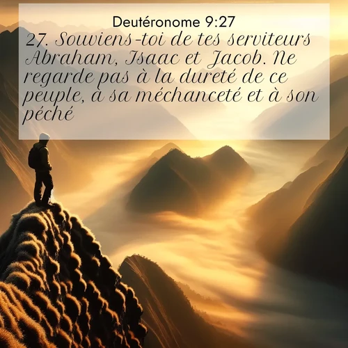 Segond21 Deutéronome  ; image nature: image avec le verset biblique :Souviens-toi de tes serviteurs Abraham, Isaac et Jacob. Ne regarde pas à la dureté de ce peuple, à sa méchanceté et à son péché. ;  ; 9:27