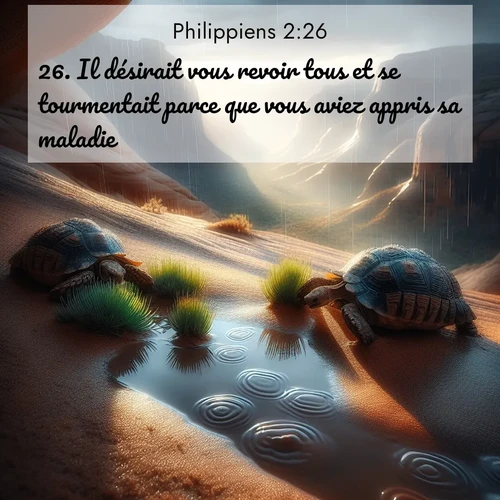 Segond21 Philippiens  ; image nature: image avec le verset biblique :Il désirait vous revoir tous et se tourmentait parce que vous aviez appris sa maladie. ;  ; 2:26