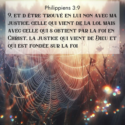 Segond21 Philippiens  ; image nature: image avec le verset biblique :et d&#039;être trouvé en lui non avec ma justice, celle qui vient de la loi, mais avec celle qui s&#039;obtient par la foi en Christ, la justice qui vient de Dieu et qui est fondée sur la foi. ;  ; 3:9