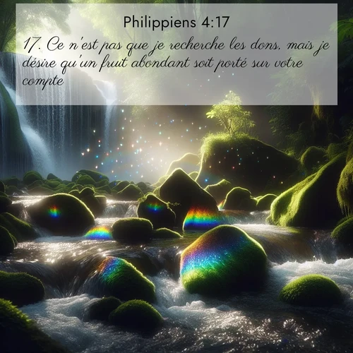 Segond21 Philippiens  ; image nature: image avec le verset biblique :Ce n&#039;est pas que je recherche les dons, mais je désire qu&#039;un fruit abondant soit porté sur votre compte. ;  ; 4:17