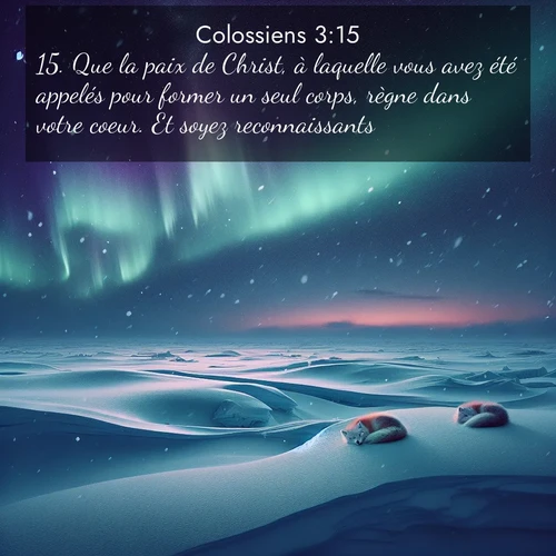 Segond21 Colossiens  ; image nature: image avec le verset biblique :Que la paix de Christ, à laquelle vous avez été appelés pour former un seul corps, règne dans votre coeur. Et soyez reconnaissants. ;  ; 3:15