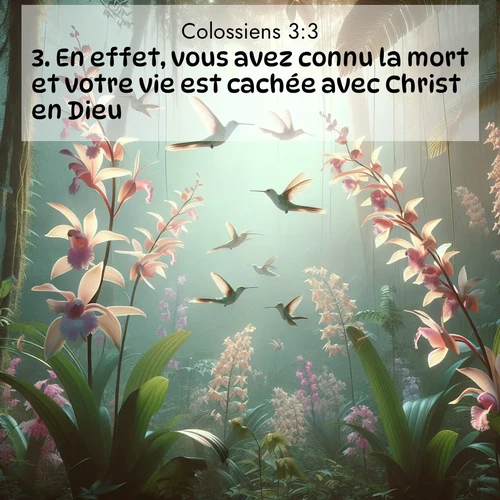 Segond21 Colossiens  ; image nature: image avec le verset biblique :En effet, vous avez connu la mort et votre vie est cachée avec Christ en Dieu. ;  ; 3:3