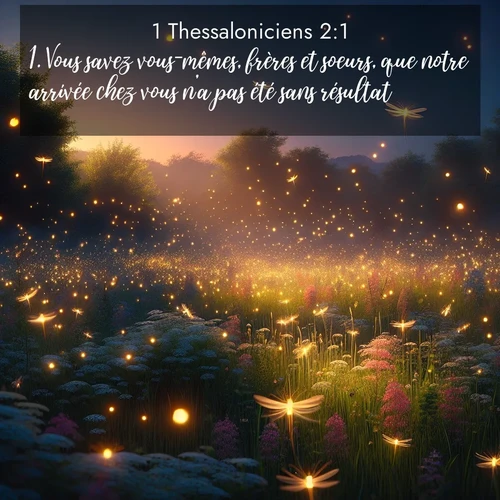 Segond21 1 Thessaloniciens  ; image nature: image avec le verset biblique :Vous savez vous-mêmes, frères et soeurs, que notre arrivée chez vous n&#039;a pas été sans résultat. ;  ; 2:1