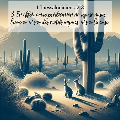 Segond21 1 Thessaloniciens  ; image nature: image avec le verset biblique :En effet, notre prédication ne repose ni sur l&#039;erreur, ni sur des motifs impurs, ni sur la ruse. ;  ; 2:3