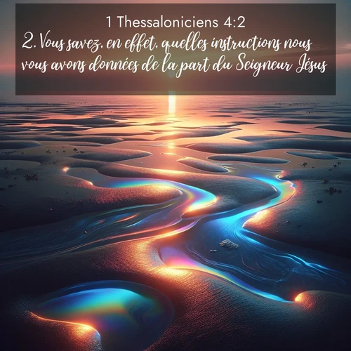 Segond21 1 Thessaloniciens  ; image nature: image avec le verset biblique :Vous savez, en effet, quelles instructions nous vous avons données de la part du Seigneur Jésus. ;  ; 4:2