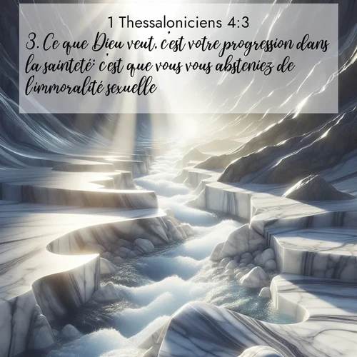 Segond21 1 Thessaloniciens  ; image nature: image avec le verset biblique :Ce que Dieu veut, c&#039;est votre progression dans la sainteté: c&#039;est que vous vous absteniez de l&#039;immoralité sexuelle, ;  ; 4:3