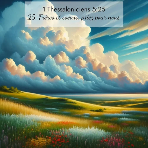 Segond21 1 Thessaloniciens  ; image nature: image avec le verset biblique :Frères et soeurs, priez pour nous. ;  ; 5:25