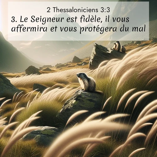 Segond21 2 Thessaloniciens  ; image nature: image avec le verset biblique :Le Seigneur est fidèle, il vous affermira et vous protégera du mal. ;  ; 3:3