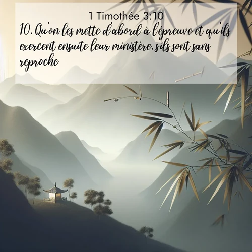 Segond21 1 Timothée  ; image nature: image avec le verset biblique :Qu&#039;on les mette d&#039;abord à l&#039;épreuve et qu&#039;ils exercent ensuite leur ministère, s&#039;ils sont sans reproche. ;  ; 3:10