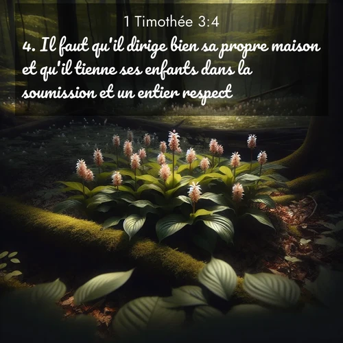 Segond21 1 Timothée  ; image nature: image avec le verset biblique :Il faut qu&#039;il dirige bien sa propre maison et qu&#039;il tienne ses enfants dans la soumission et un entier respect. ;  ; 3:4