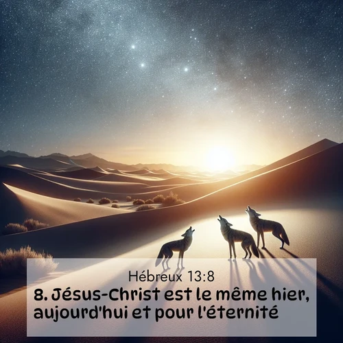 citation biblique : 8. Jésus-Christ est le même hier, aujourd&#039;hui et pour l&#039;éternité.
 sur fond image nature