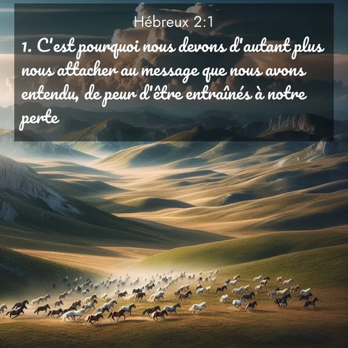 citation biblique : 1. C&#039;est pourquoi nous devons d&#039;autant plus nous attacher au message que nous avons entendu, de peur d&#039;être entraînés à notre perte.
 sur fond image nature