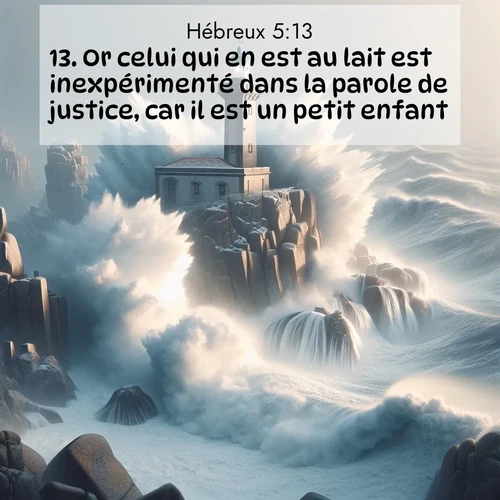 Segond21 Hébreux  ; image nature: image avec le verset biblique :Or celui qui en est au lait est inexpérimenté dans la parole de justice, car il est un petit enfant. ;  ; 5:13