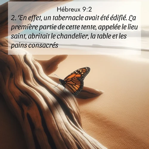 Segond21 Hébreux  ; image nature: image avec le verset biblique :En effet, un tabernacle avait été édifié. La première partie de cette tente, appelée le lieu saint, abritait le chandelier, la table et les pains consacrés. ;  ; 9:2