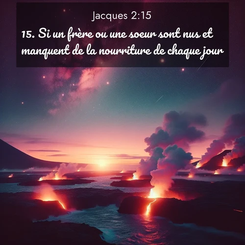 Segond21 Jacques  ; image nature: image avec le verset biblique :Si un frère ou une soeur sont nus et manquent de la nourriture de chaque jour, ;  ; 2:15