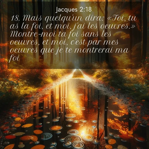 Segond21 Jacques  ; image nature: image avec le verset biblique :Mais quelqu&#039;un dira: «Toi, tu as la foi, et moi, j&#039;ai les oeuvres.» Montre-moi ta foi sans les oeuvres, et moi, c&#039;est par mes oeuvres que je te montrerai ma foi. ;  ; 2:18