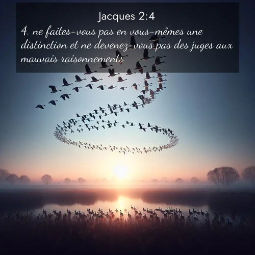 Segond21 Jacques  ; image nature: image avec le verset biblique :ne faites-vous pas en vous-mêmes une distinction et ne devenez-vous pas des juges aux mauvais raisonnements? ;  ; 2:4