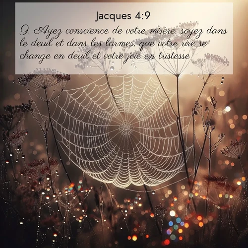 Segond21 Jacques  ; image nature: image avec le verset biblique :Ayez conscience de votre misère, soyez dans le deuil et dans les larmes, que votre rire se change en deuil et votre joie en tristesse. ;  ; 4:9