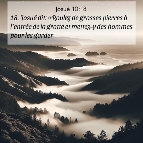 Segond21 Josué  ; image nature: image avec le verset biblique :Josué dit: «Roulez de grosses pierres à l&#039;entrée de la grotte et mettez-y des hommes pour les garder. ;  ; 10:18
