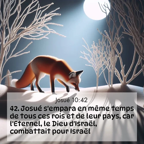 Segond21 Josué  ; image nature: image avec le verset biblique :Josué s&#039;empara en même temps de tous ces rois et de leur pays, car l&#039;Eternel, le Dieu d&#039;Israël, combattait pour Israël. ;  ; 10:42