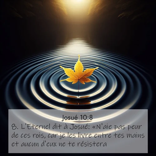 Segond21 Josué  ; image nature: image avec le verset biblique :L&#039;Eternel dit à Josué: «N&#039;aie pas peur de ces rois, car je les livre entre tes mains et aucun d&#039;eux ne te résistera.» ;  ; 10:8