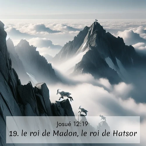 Segond21 Josué  ; image nature: image avec le verset biblique :le roi de Madon, le roi de Hatsor, ;  ; 12:19
