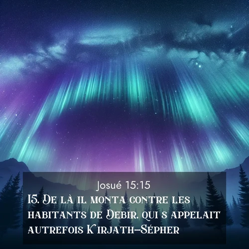 Segond21 Josué  ; image nature: image avec le verset biblique :De là il monta contre les habitants de Debir, qui s&#039;appelait autrefois Kirjath-Sépher. ;  ; 15:15