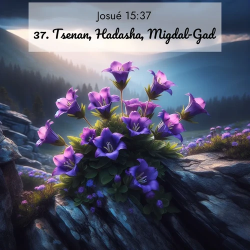 Segond21 Josué  ; image nature: image avec le verset biblique :Tsenan, Hadasha, Migdal-Gad, ;  ; 15:37