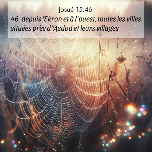 Segond21 Josué  ; image nature: image avec le verset biblique :depuis Ekron et à l&#039;ouest, toutes les villes situées près d&#039;Asdod et leurs villages; ;  ; 15:46