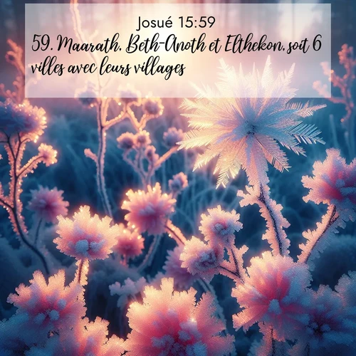 Segond21 Josué  ; image nature: image avec le verset biblique :Maarath, Beth-Anoth et Elthekon, soit 6 villes avec leurs villages. ;  ; 15:59