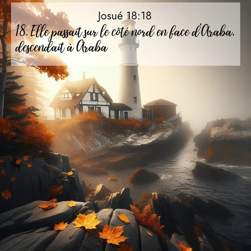 Segond21 Josué  ; image nature: image avec le verset biblique :Elle passait sur le côté nord en face d&#039;Araba, descendait à Araba ;  ; 18:18