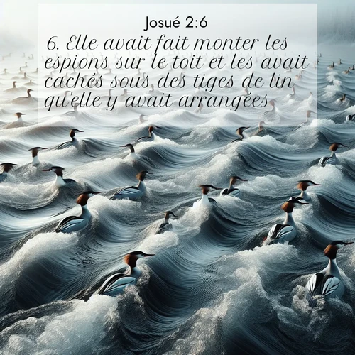 Segond21 Josué  ; image nature: image avec le verset biblique :Elle avait fait monter les espions sur le toit et les avait cachés sous des tiges de lin qu&#039;elle y avait arrangées. ;  ; 2:6