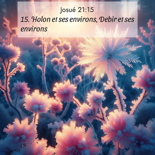 Segond21 Josué  ; image nature: image avec le verset biblique :Holon et ses environs, Debir et ses environs, ;  ; 21:15