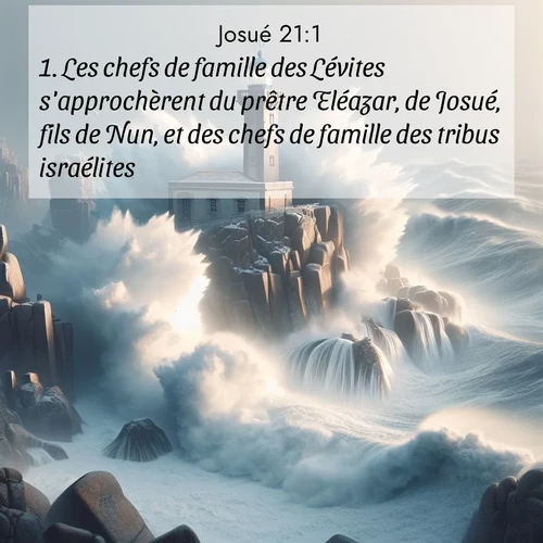 Segond21 Josué  ; image nature: image avec le verset biblique :Les chefs de famille des Lévites s&#039;approchèrent du prêtre Eléazar, de Josué, fils de Nun, et des chefs de famille des tribus israélites. ;  ; 21:1