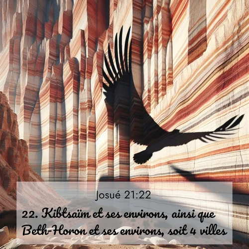 Segond21 Josué  ; image nature: image avec le verset biblique :Kibtsaïm et ses environs, ainsi que Beth-Horon et ses environs, soit 4 villes. ;  ; 21:22