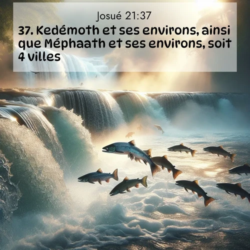 Segond21 Josué  ; image nature: image avec le verset biblique :Kedémoth et ses environs, ainsi que Méphaath et ses environs, soit 4 villes; ;  ; 21:37