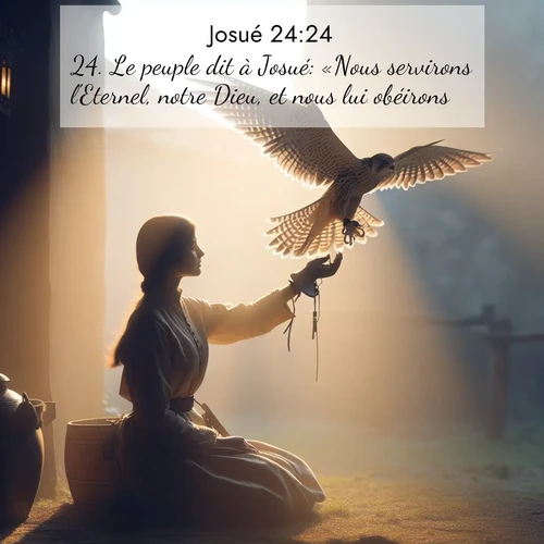 Segond21 Josué  ; image nature: image avec le verset biblique :Le peuple dit à Josué: «Nous servirons l&#039;Eternel, notre Dieu, et nous lui obéirons.» ;  ; 24:24