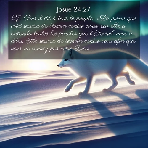 Segond21 Josué  ; image nature: image avec le verset biblique :Puis il dit à tout le peuple: «La pierre que voici servira de témoin contre nous, car elle a entendu toutes les paroles que l&#039;Eternel nous a dites. Elle servira de témoin contre vous afin que vous ne reniiez pas votre Dieu.» ;  ; 24:27