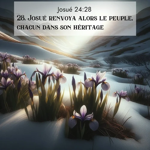 Segond21 Josué  ; image nature: image avec le verset biblique :Josué renvoya alors le peuple, chacun dans son héritage. ;  ; 24:28