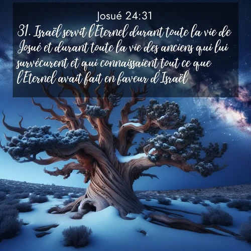 Segond21 Josué  ; image nature: image avec le verset biblique :Israël servit l&#039;Eternel durant toute la vie de Josué et durant toute la vie des anciens qui lui survécurent et qui connaissaient tout ce que l&#039;Eternel avait fait en faveur d&#039;Israël. ;  ; 24:31