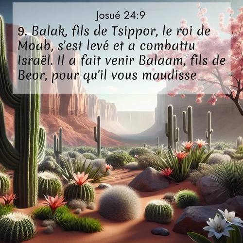 Segond21 Josué  ; image nature: image avec le verset biblique :Balak, fils de Tsippor, le roi de Moab, s&#039;est levé et a combattu Israël. Il a fait venir Balaam, fils de Beor, pour qu&#039;il vous maudisse, ;  ; 24:9